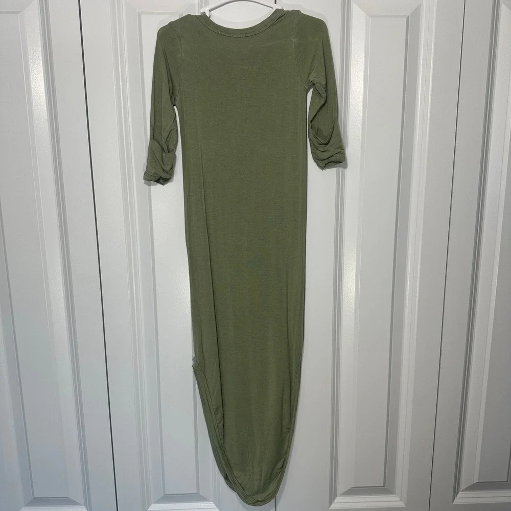 Baby Noah Knotted Sleep Gown Baby NB-3M Green 100% Modal Long Sleeve Sleeper
